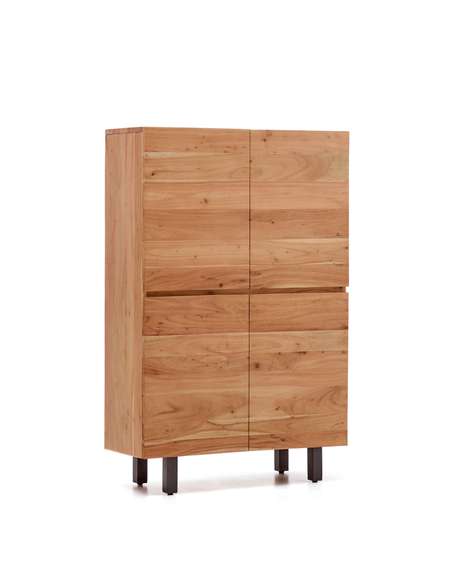 Буфет Uxue из массива акации с беленой отделкой и черной сталью 100 x 155