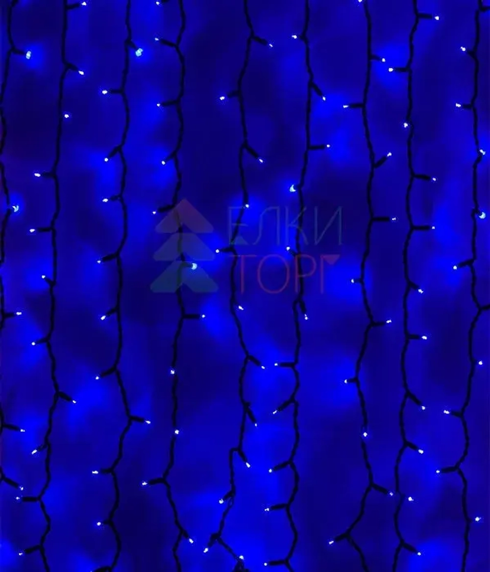 Светодиодный занавес Sealed 1*3 м., 220V., 300 синих LED ламп, черный каучук, Beauty Led (LL301-1-2B)
