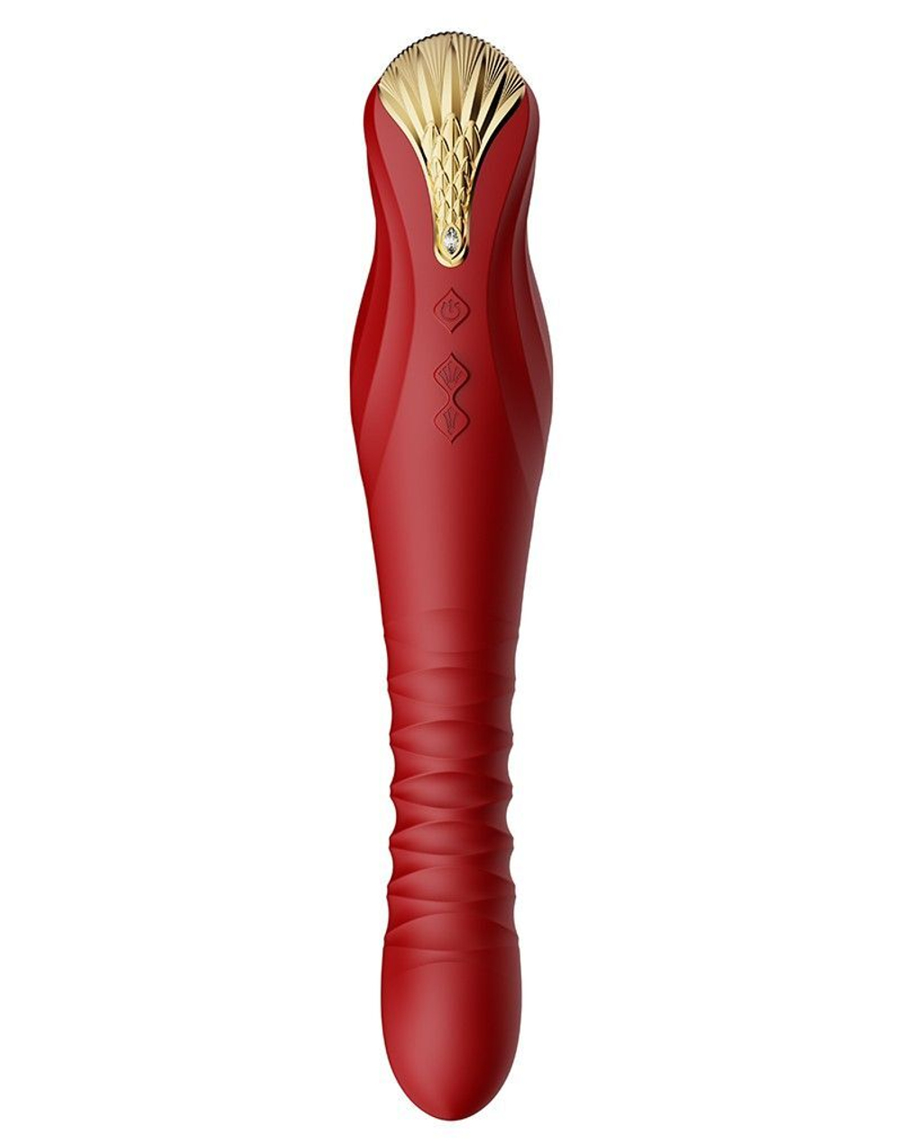 Красный вибратор King с функцией возвратно-поступательных движений - 30,2 см.