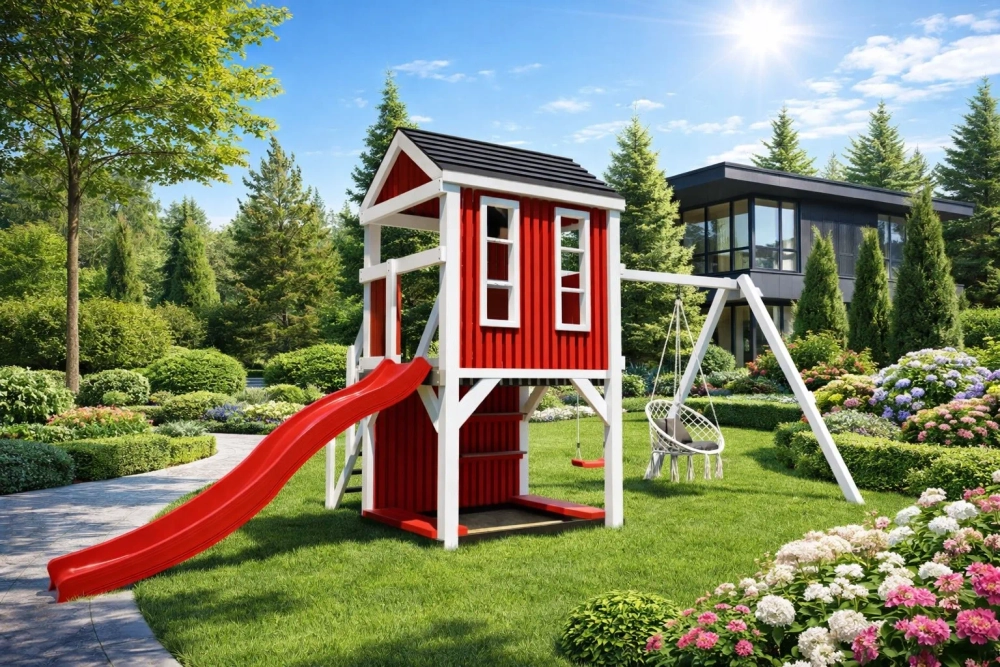 Детский домик с качелями "Сканди"