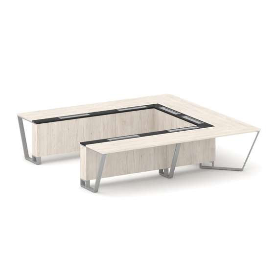 Steel Meet Стол переговорный П-образный KM-PR.B.SP-11P Денвер Светлый/Графит Глянец/Металл Серый 320