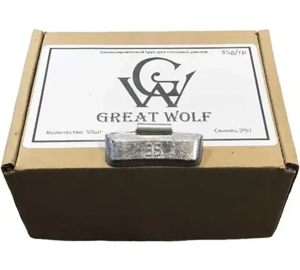 Great Wolf Балансировочный груз для стальных дисков 35гр. Great Wolf AW-35. Коробка 50шт.