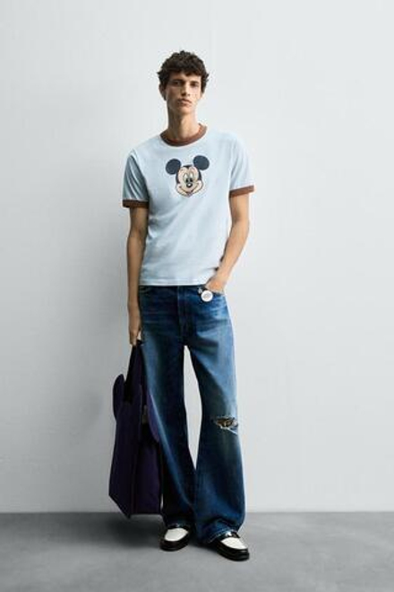 ZARA HARRY LAMBERT X DISNEY ФУТБОЛКА MICKEY MOUSE, НЕБЕСНО-ГОЛУБОЙ