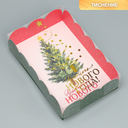 Коробка подарочная с PVC крышкой «Уютного нового года!», ёлочка, 20 × 30 × 8 см