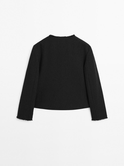 Massimo Dutti Укороченная куртка с пуговицами, черный