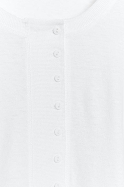 ZARA ЛОНГСЛИВ С ЛЬНЯНОЙ СМЕСЬЮ, БЕЛЫЙ