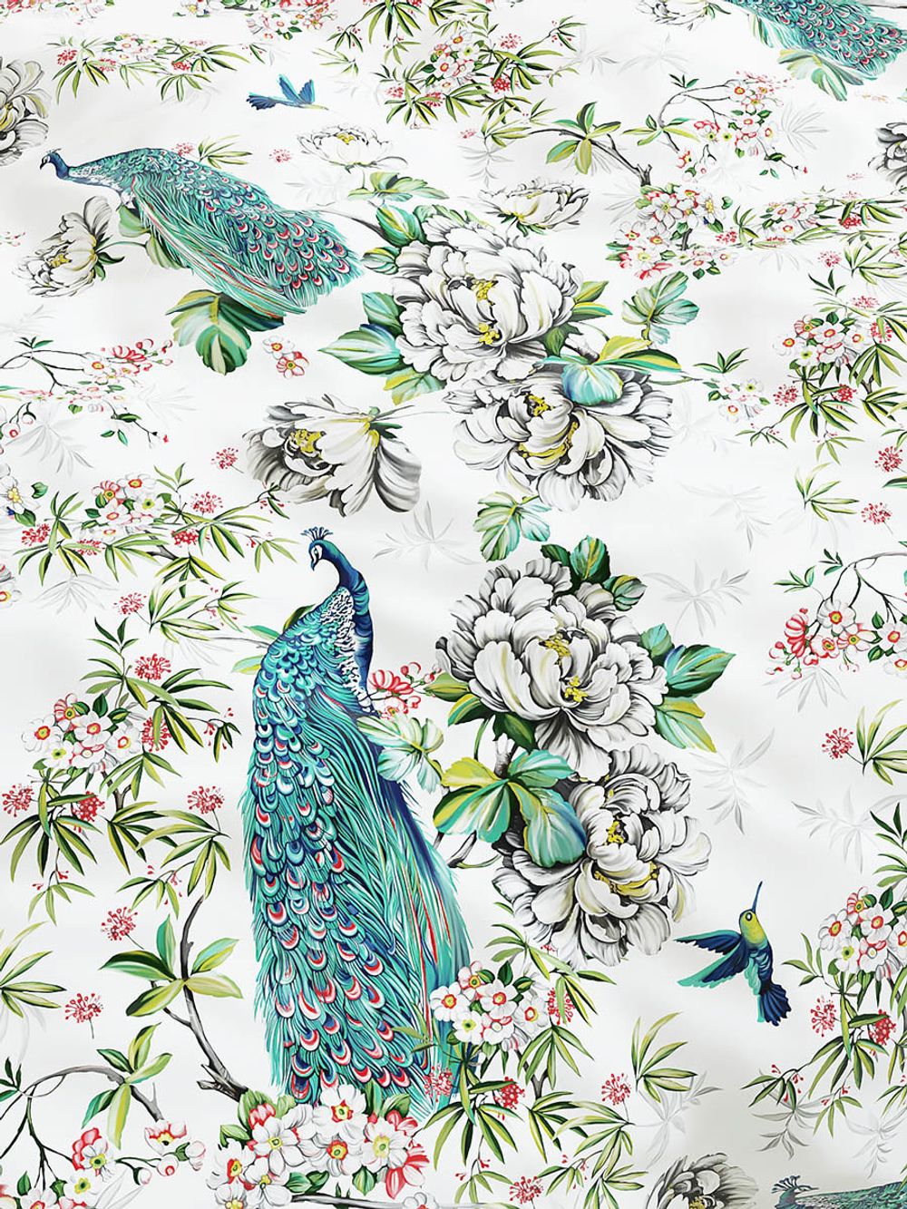 Постельное белье Сказка "Павлины" евро Наволочка 70х70 см 2 шт Простынь на резинке 180х200 см Пододеяльник 200х215 см, поплин