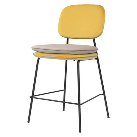 Стул полубарный с контрастным кантом Bergenson Bjorn Pea, велюр, желтый/бежевый
