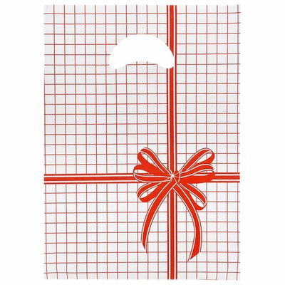 Пакет 22*32см 12мкм с вырубной неусиленной ручкой "Красная клетка" (100шт)