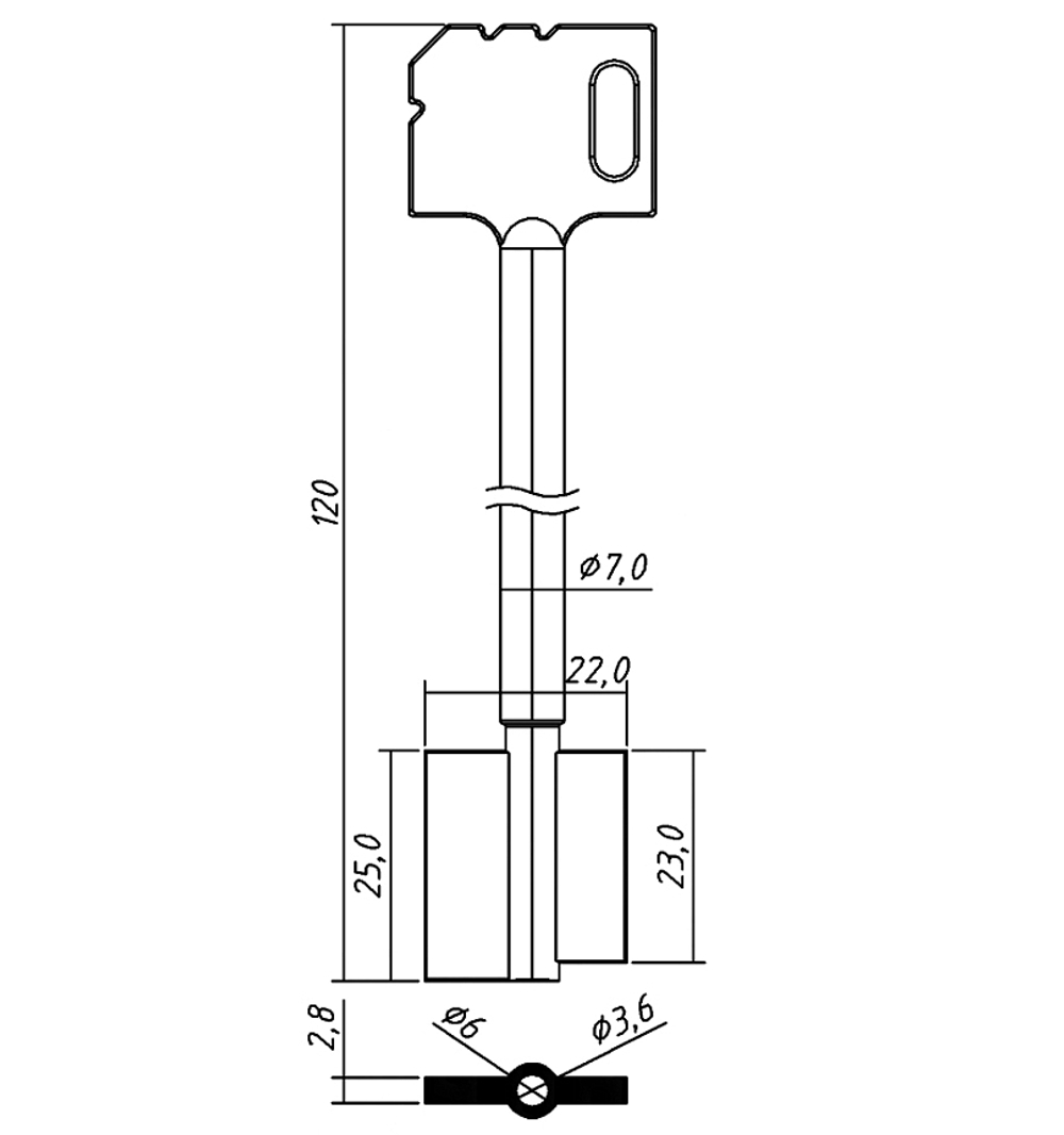 Заготовка сувальдного ключа 10585 MAE3D – заготовка