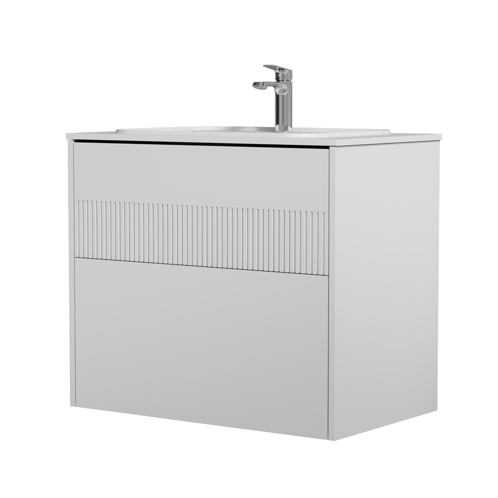 База под раковину, 2 ящика, 80 см, белый матовый