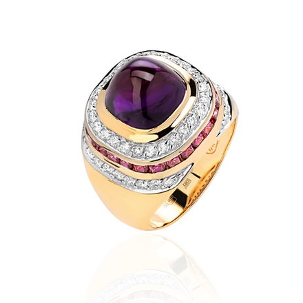 Кольцо с аметистом  из желтого золота JA-K-313470-2
