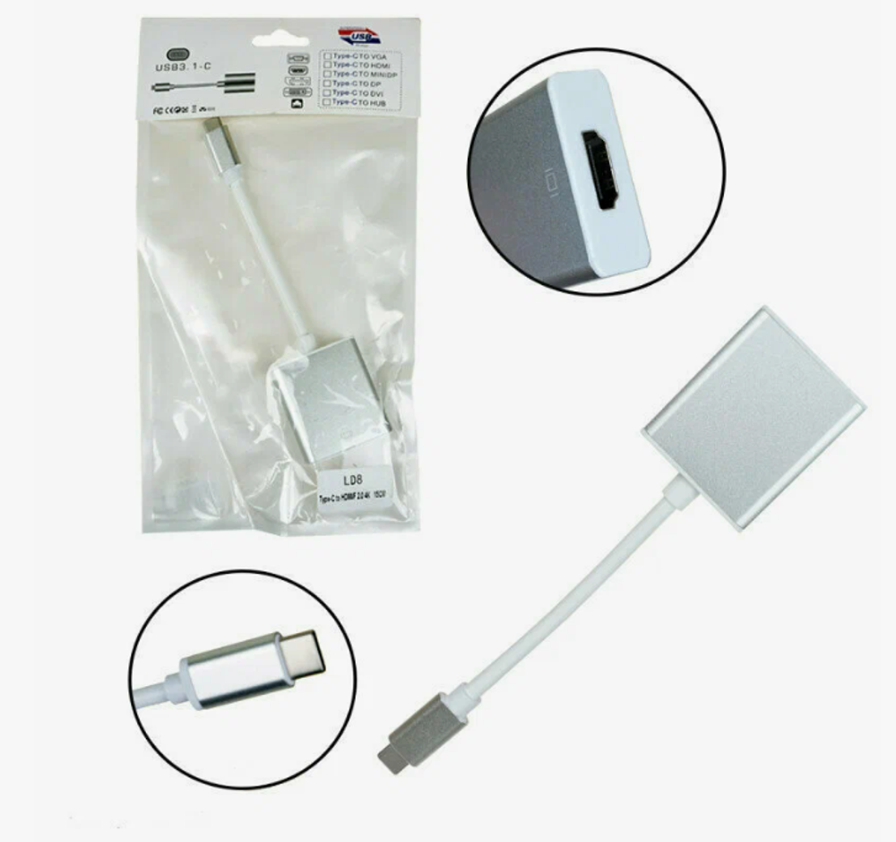 Адаптер LD8 Type-C HDMI/F 2.0 4K 15см