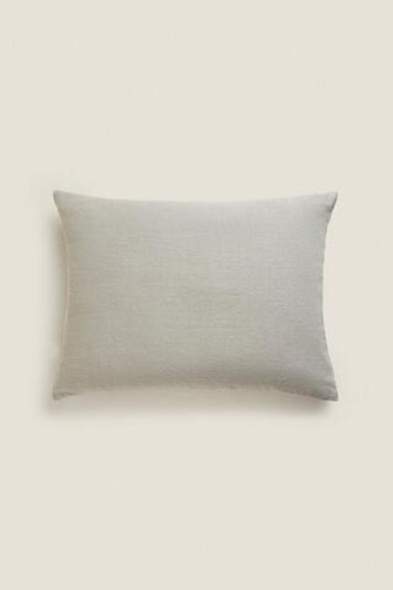 ZARA HOME ЛЬНЯНОЙ ЧЕХОЛ ДЛЯ ДЕКОРАТИВНОЙ ПОДУШКИ XXL, СЕРЫЙ
