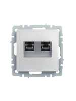BRITE Розетка двойная RJ11+RJ45 кат.5E РК/Т12-БрА алюминий IEK