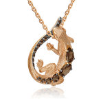 Подвеска «Ящерица» из красного золота с кварцем дымчатым