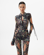 FLORAL MESH BODYSUIT