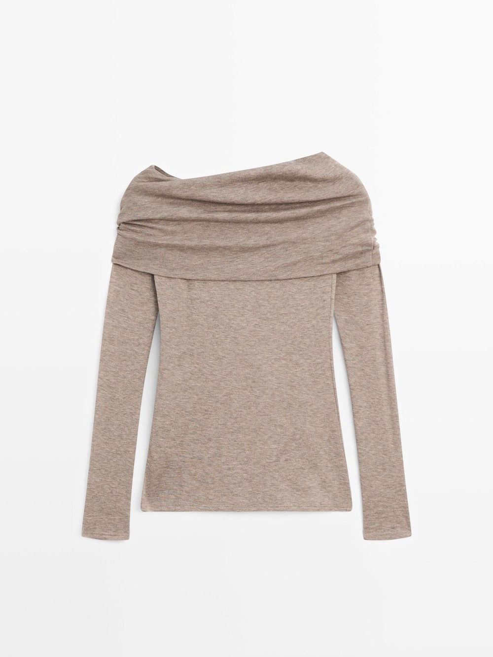 Massimo Dutti Футболка без бретелей с длинными рукавами, норка