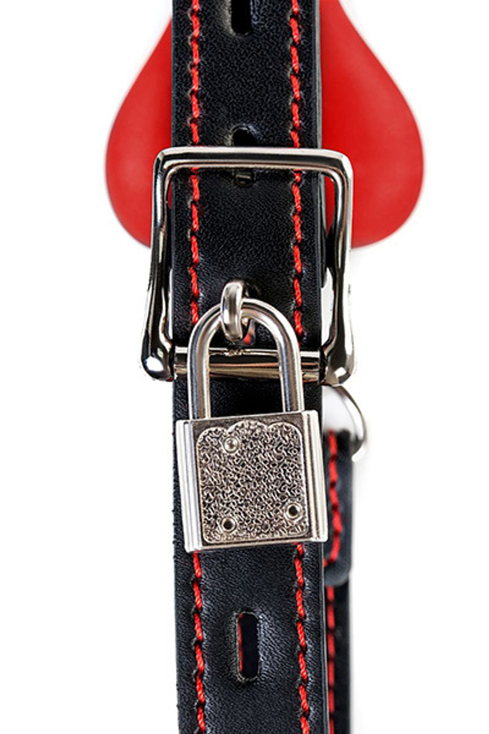 Красно-черный кляп-трензель 12см в виде косточки ToyFa Theatre 708025