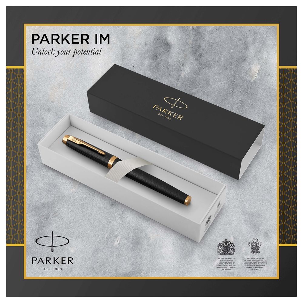 Ручка-роллер Parker "IM Premium Black/Gold GT" черная, 0,8мм, подарочная упаковка