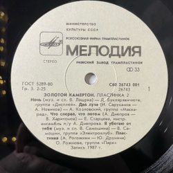 Винтажная виниловая пластинка LP Сборник Золотой Камертон 2 (СССР 1988) (Группа Дисплей, Султанов, Группа Электроклуб)