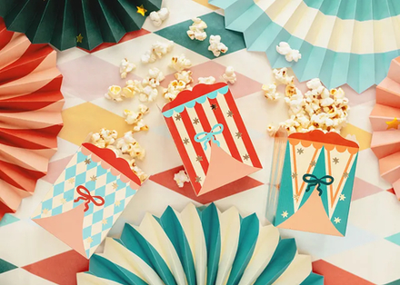 Коробочки для попкорна в стиле "Цирк" 6 шт. (8x11.5x8 см)