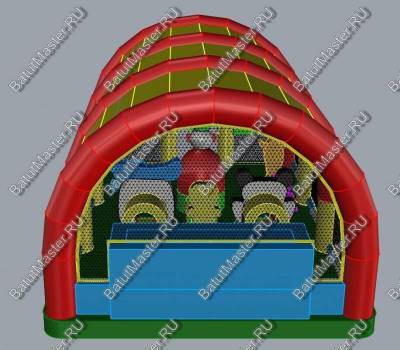 Коммерческий надувной батут "Зверята с крышей" 10*7*6 м