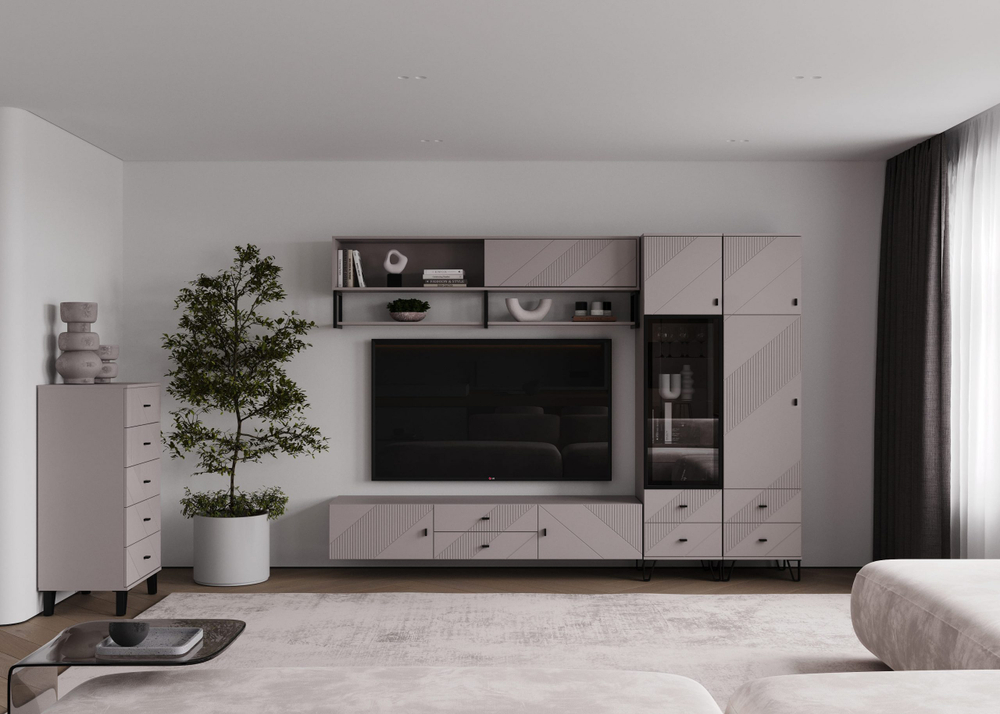 Комод 5 ящиков "Кашемир" на ножках/ без ножек