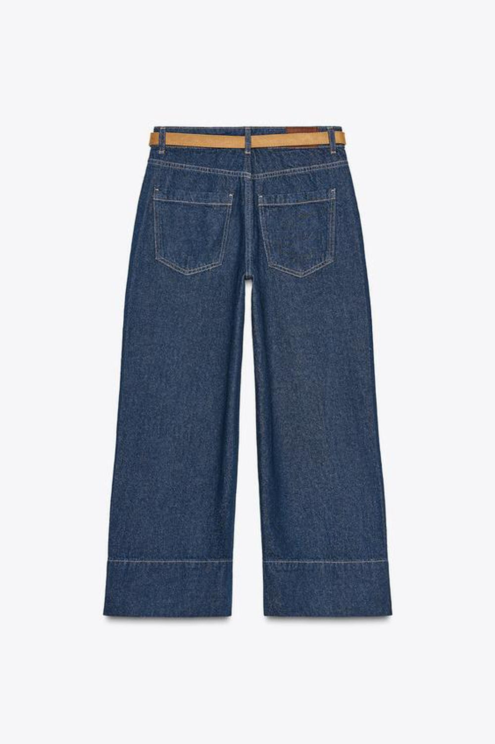 ZARA Z1975 ДЖИНСЫ WIDE-LEG С ЗАВЫШЕННОЙ ТАЛИЕЙ И ПОЯСОМ, СИНИЙ