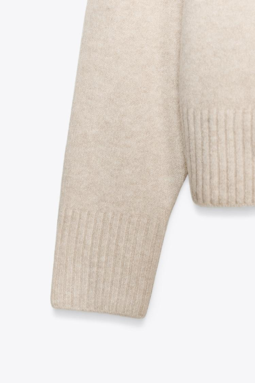 ZARA ОДНОТОННЫЙ СВИТЕР ИЗ МЯГКОГО ТРИКОТАЖА, ЭКРЮ