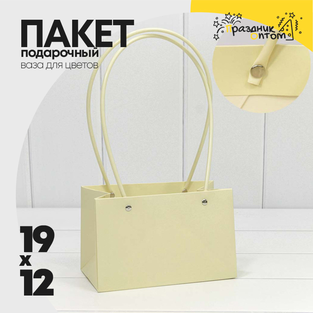 Пакет подарочный 19х12х10.5см Ваза для цветов (Бежевый)