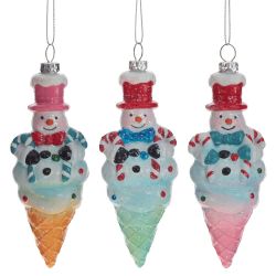 GAEM Украшение новогоднее "Снеговик-мороженое", L5,5 W5 H15,5 см, 3в.