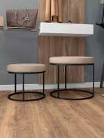 Комплект круглых банкеток - ЧБЕЖ - бежевое на черном