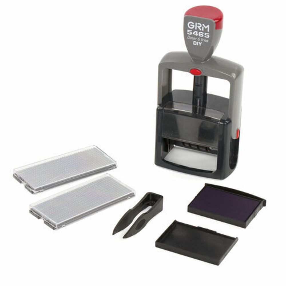 Датер самонаборный 4 строки+дата, оттиск 58х36 мм синий, GRM 5465 HUMMER,КАССА В КОМПЛЕКТЕ, 112000110