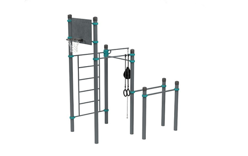 Комплекс для взрослых и детей с турниками, грушей и гимнастическими кольцами
