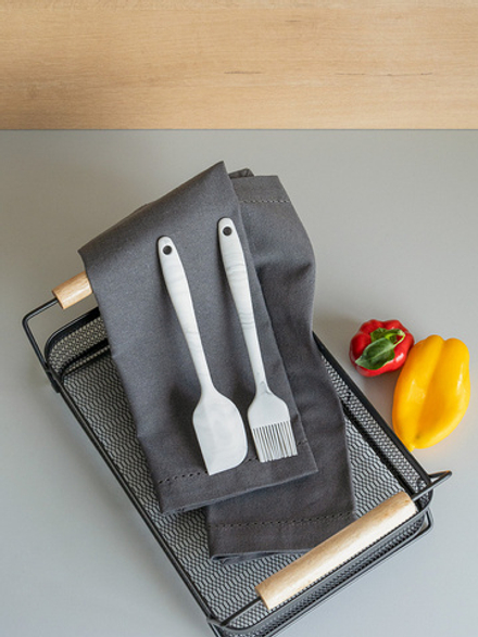 Набор кулинарных принадлежностей малый 2шт DeNASTIA (лопатка со скошенным краем+кисточка малая) сили