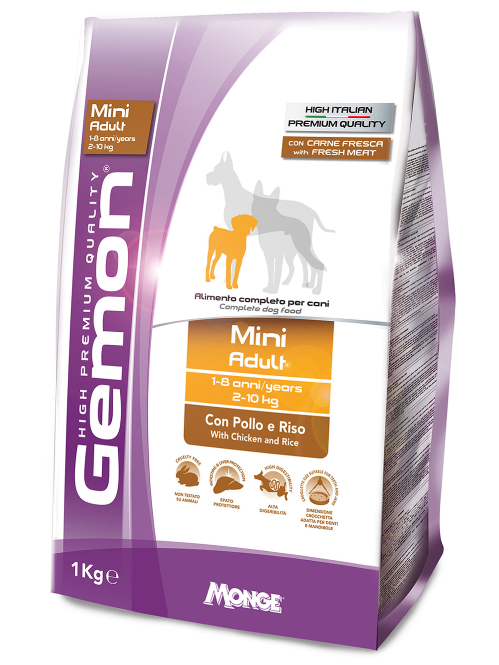 Сухой корм Gemon Dog Mini для взрослых собак мелких пород, с курицей с рисом 1 кг