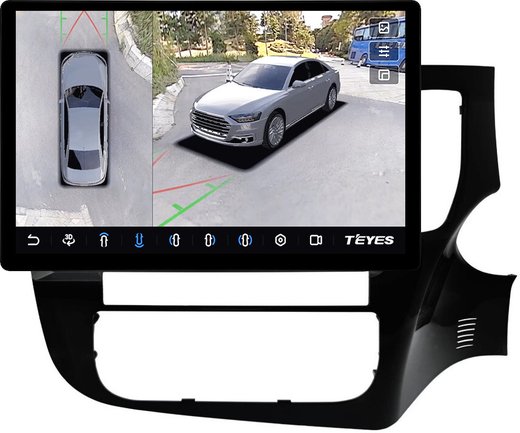 Магнитола Mitsubishi Outlander 3 2012-2021 (правый руль) - Teyes CC3-2K-360 монитор 13" 2K QLED на Android 10, 6Гб+128Гб, CarPlay, 4G SIM-слот, 4 камеры в комплекте