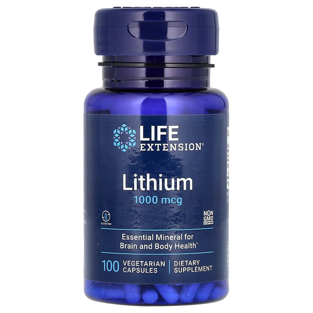 Life Extension, литий, 1000 мкг, 100 вегетарианских капсул
