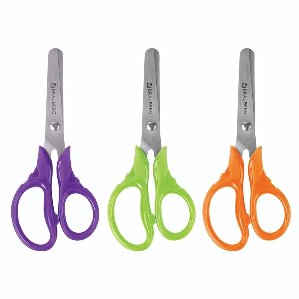 Ножницы 130мм. "Fruity" эргон.ручки, закругленные лезвия, ассорти (STAFF)