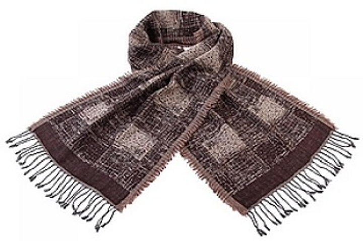 Кашне материал Шерсть вареная (Lana cotta) Квадраты цвет коричневый темно-бежевый размер 160х35 см.