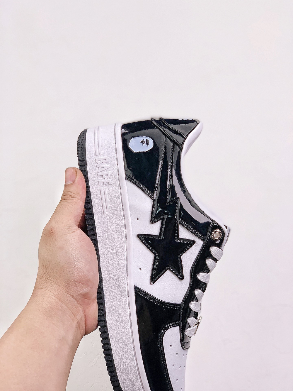 A Bathing Ape Bape Sta Patent Leather Black White