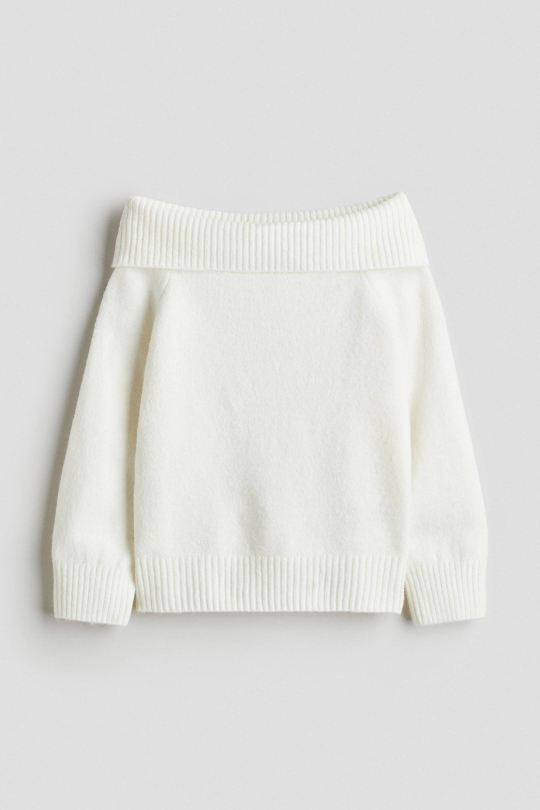 H&M Свитер с открытыми плечами, белый