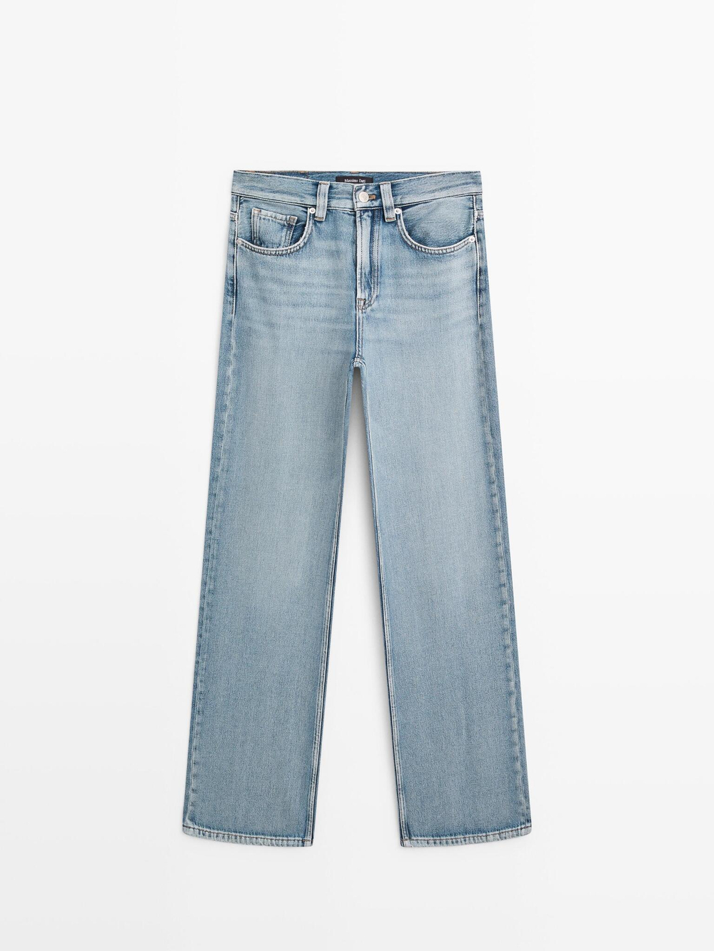 Massimo Dutti Джинсы с высокой талией и широкими штанинами, светло-голубой