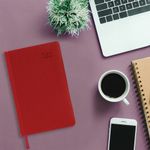 Ежедневник датированный 2022 А5 138x213 мм BRAUBERG "Rainbow", под кожу, красный, 112769