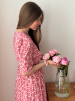 Платье Шарлотта для беременных и кормящих, Пудровый с розовыми цветами