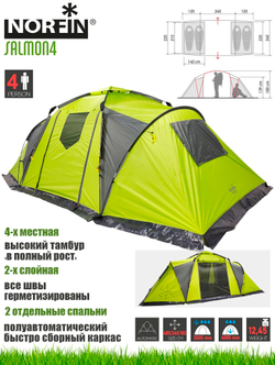 Палатка автоматическая 4-х местная Norfin SALMON 4 NF