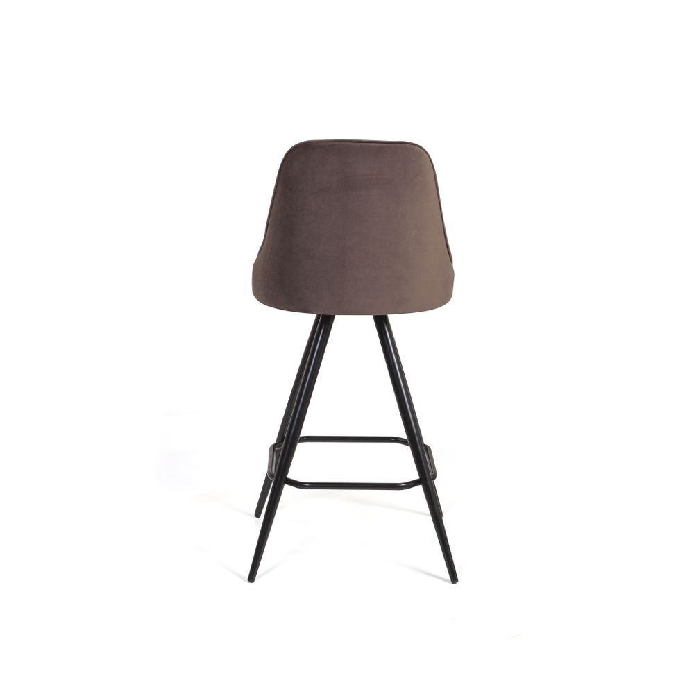 Стул барный Oliver поворотный 360 градусов, бархат коричневый 12/ чёрный конус