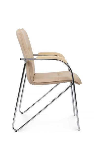 Стул Самба с пластиковыми подлокотниками SMB-03H Хром гальв. Бежевый