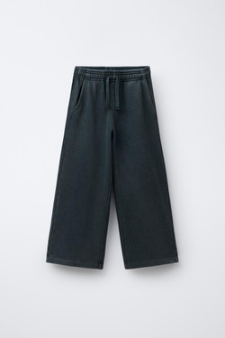 ZARA БРЮКИ WIDE LEG С ЭФФЕКТОМ ПОТЕРТОСТИ, АНТРАЦИТОВО-СЕРЫЙ